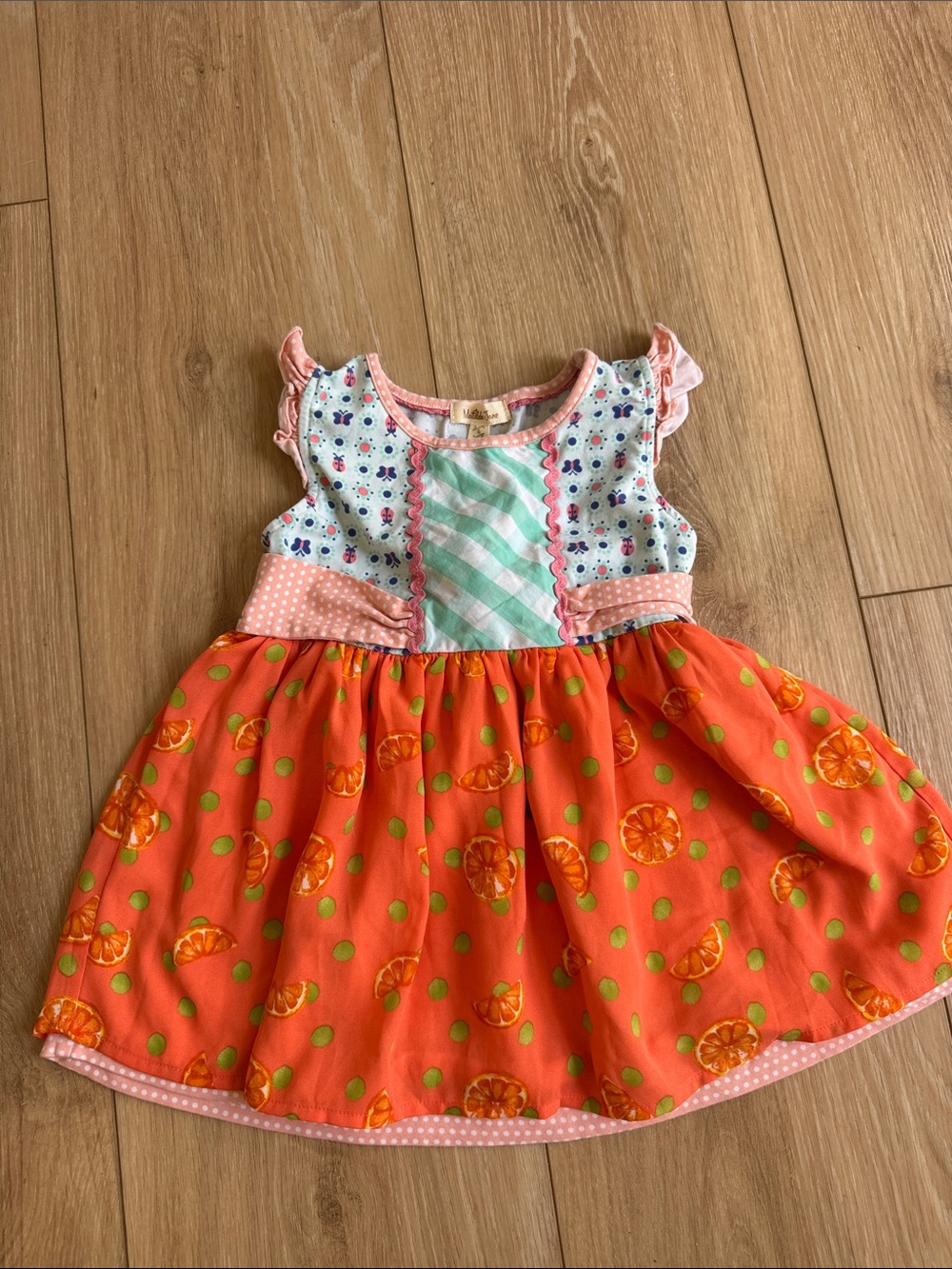 Matilda Jane Orange Green Pink Multi-Pattern shirt